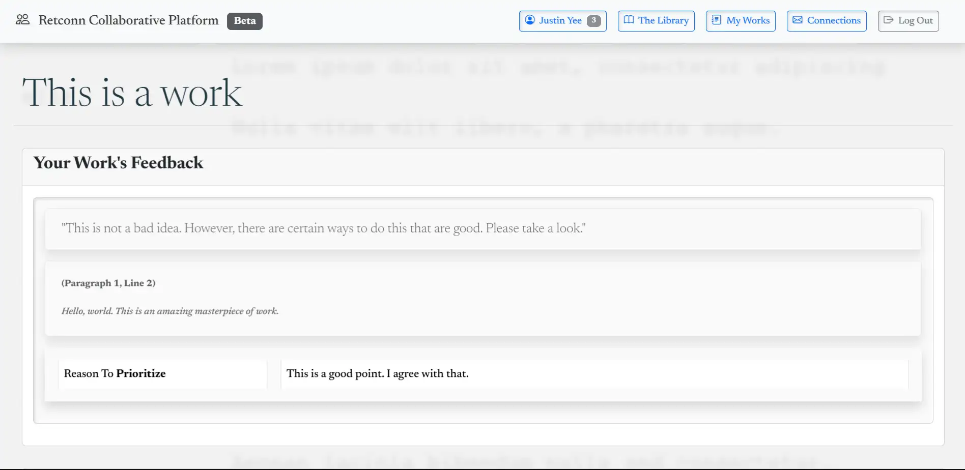 A metafeedback that provides more perspective on the other person's feedback.
